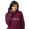 unisex-eco-raglan-hoodie-burgundy-front-6919b38acda8c-1.jpg Lieblingshoodie mit Huhn (Bio)